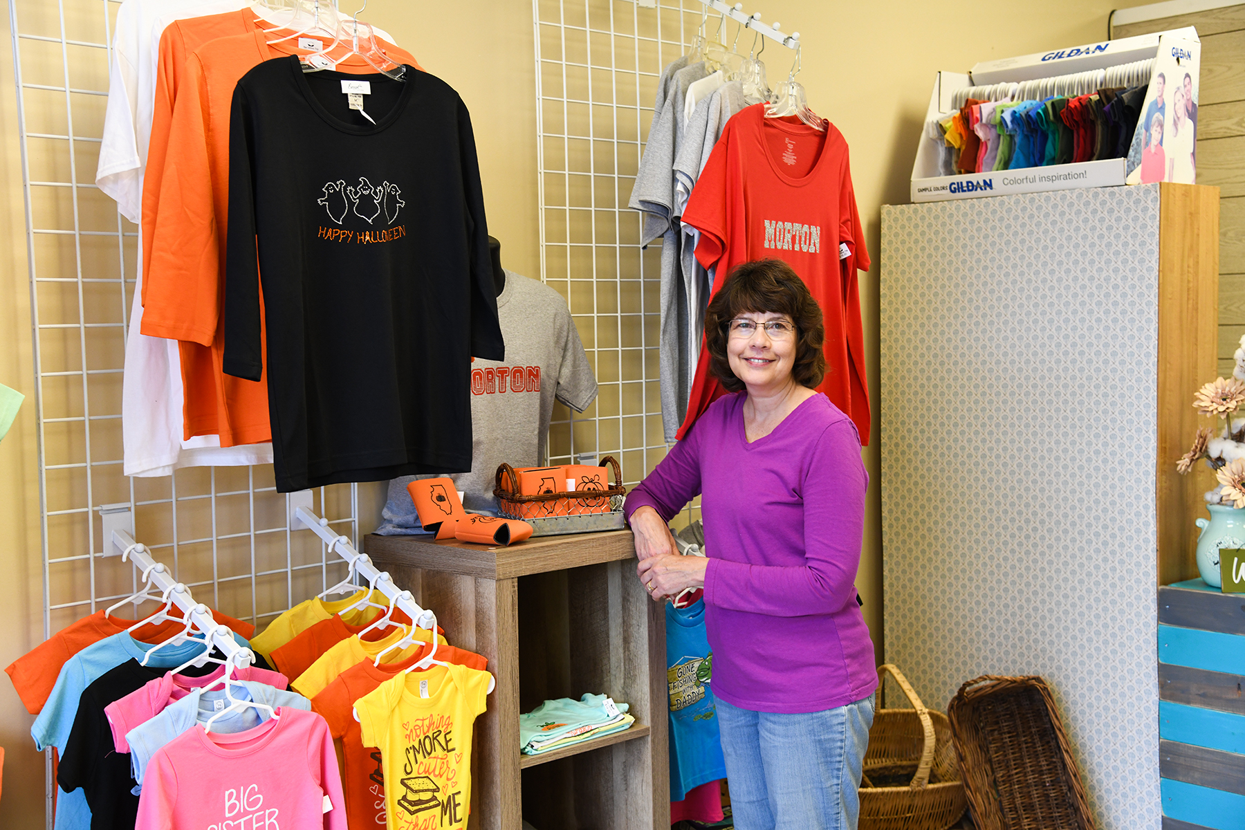 Owner, Teresa, at The Cotton Top in Morton, IL.